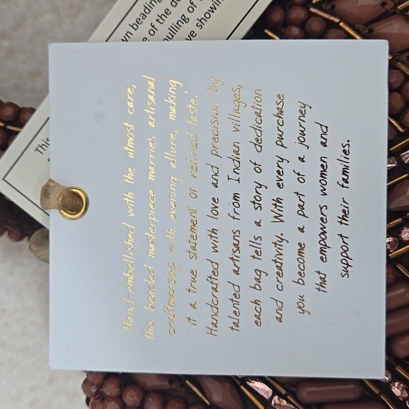 NWT Bronw beated indian mini bag - Picture 3 of 9